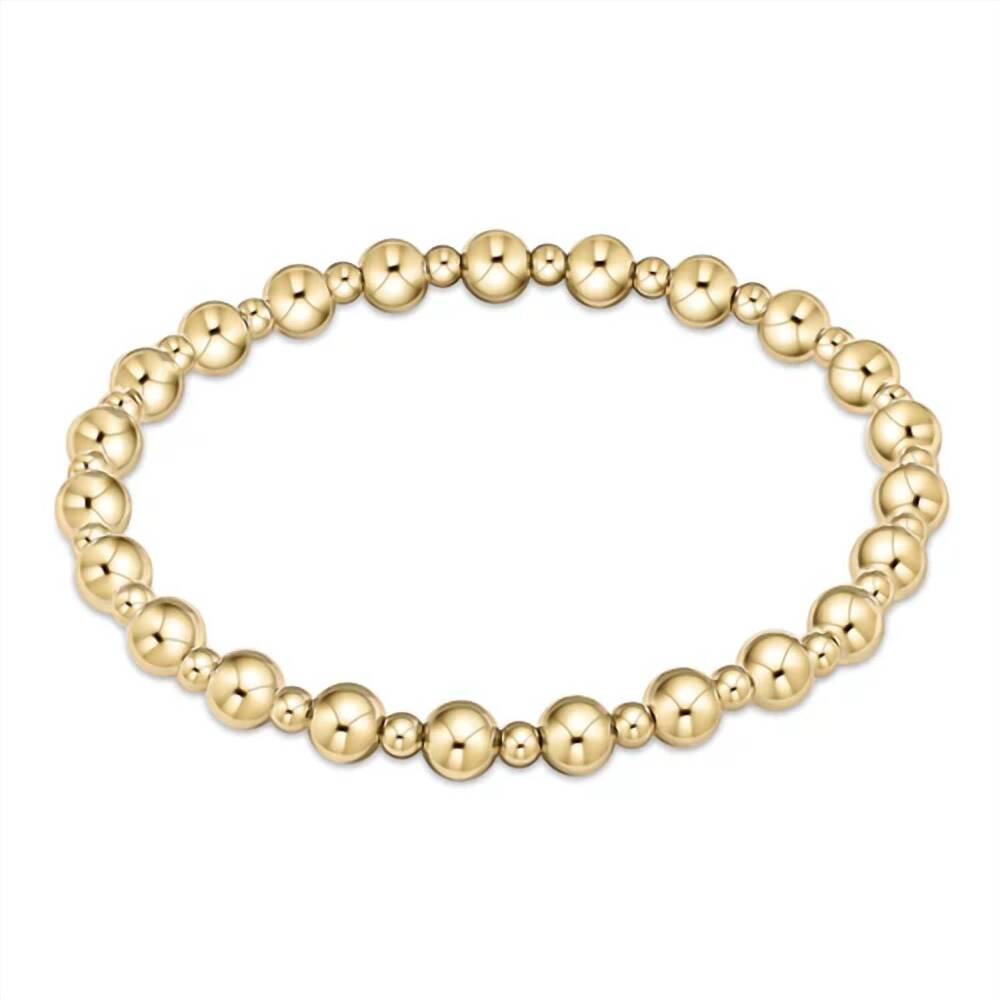 NEW ENEWTON women's classic grateful pattern 5mm bead bracelet in gold